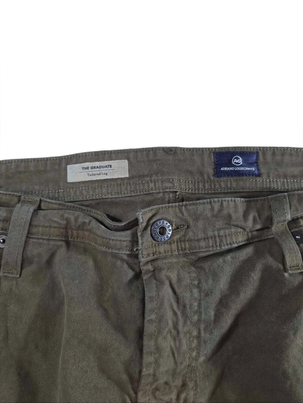 AG Adriano Goldschmied Pants 38x32 The Graduate Tailored Leg Olive Green - Picture 4 of 6